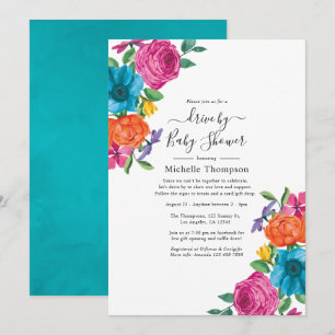 Watercolor Bloemenfeest Drive By Shower Kaart