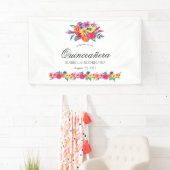 Watercolor Bloemenfeest Quinceañera Spandoek (Insitu)