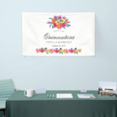 Watercolor Bloemenfeest Quinceañera Spandoek (Beurs)