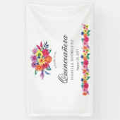 Watercolor Bloemenfeest Quinceañera Spandoek (Verticaal)