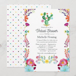 Watercolor Bloemenfeest Virtuele Baby Shower Kaart