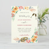 Watercolor Bloemenframe Huwelijksuitnodiging (Staand voorkant)