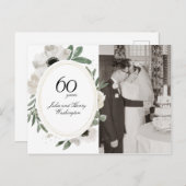 Watercolor Bloemengoud Foto 60ste verjaardag Briefkaart (Voorkant / Achterkant)