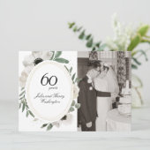 Watercolor Bloemengoud Foto 60ste Verjaardag Kaart (Staand voorkant)