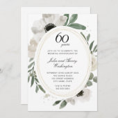 Watercolor Bloemengoud Glitter 60ste Verjaardag Kaart (Voorkant / Achterkant)