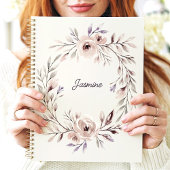 Watercolor Bloemenkrans Aangepaste Naam Planner