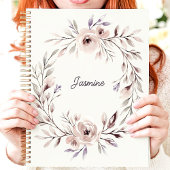 Watercolor Bloemenkrans Aangepaste Naam Planner