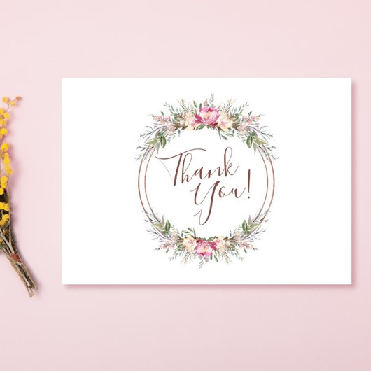 Watercolor Bloemenkrans Bedankkaart