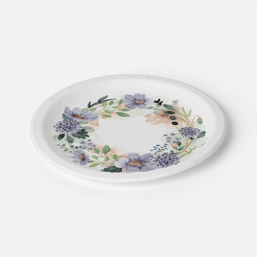 Watercolor Bloemenkrans Papieren Bordje (Gekanteld)