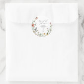 Watercolor Bloemenkrans Script Bruiloft Feestje Ronde Sticker (Tas)