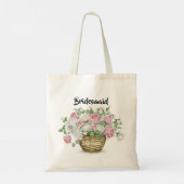 Watercolor Bloemenmand Bruidsfeest Bruiloftspartij Tote Bag (Achterkant)