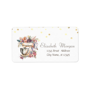 Watercolor Bloemenmixer Gouden Confetti Etiket