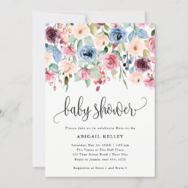 Watercolor Bloemenrand Baby Shower Kaart