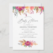 Watercolor Bloemensafari Baby Shower Kaart (Voorkant)