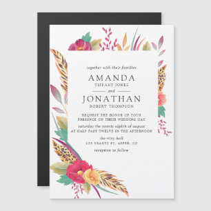 Watercolor Bloemensafari Bruiloft Magnetische Uitnodiging