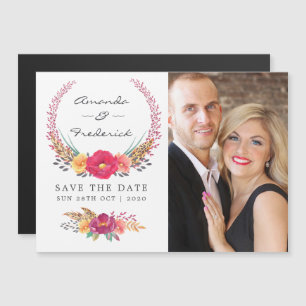 Watercolor Bloemensafari Trouw Save the Date Magnetische Uitnodiging