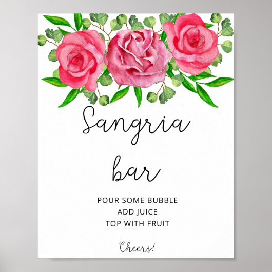 Watercolor bloemensangriabarposter poster (Voorkant)