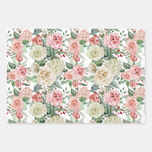 Watercolor Bloemenschildering Pioen  Vellen Inpakp (Voorkant 3)