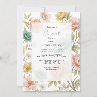 Watercolor Bloemenschildering Rand op Beige Achter Kaart