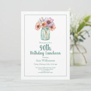 Watercolor Bloementuin 90ste Verjaardag Kaart