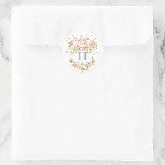 Watercolor Bloementuin Feest Crest Ronde Sticker (Tas)