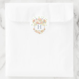 Watercolor Bloementuin Feest Crest Ronde Sticker