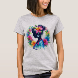 Watercolor Bloemenverpleegster Silhouet - Artistie T-shirt