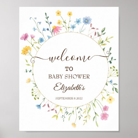 Watercolor Bloemenweide Frame Poster (Voorkant)