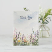 Watercolor Bloemenweide | Rustieke Boho Bedankkaart (Staand voorkant)