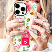 Watercolor Bloemig Monogram Case-Mate iPhone Case