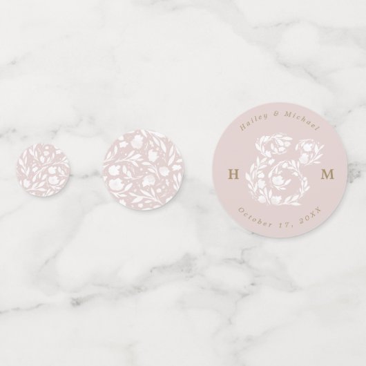 Watercolor Bloemige Ampersand Trouwtafel Confetti (Voorkanten)