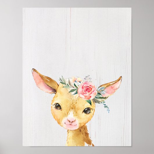 Watercolor Bloemige Babygeit Poster (Voorkant)