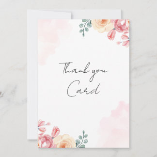 Watercolor Bloemige Bedankt| Blush Roze 5x7 Bedankkaart