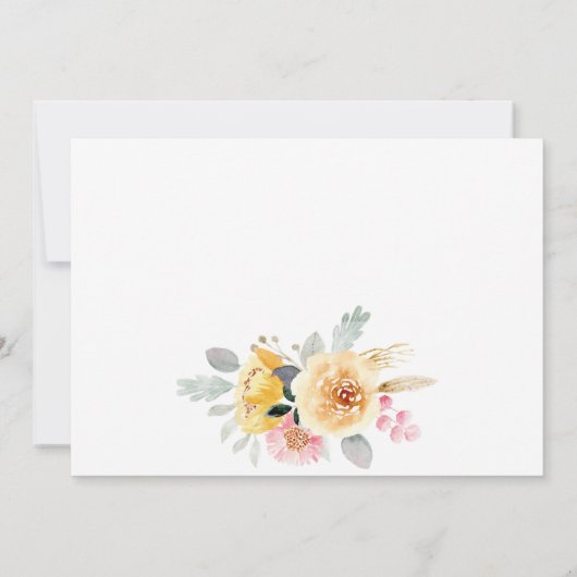 Watercolor Bloemige Bruidsdouche Bedankkaart (Achterkant)
