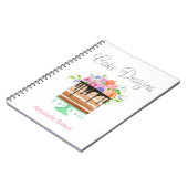 Watercolor Bloemige Cake Ontwerpen Notitieboek (Linkerzijde)