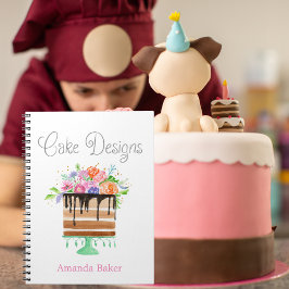 Watercolor Bloemige Cake Ontwerpen Notitieboek