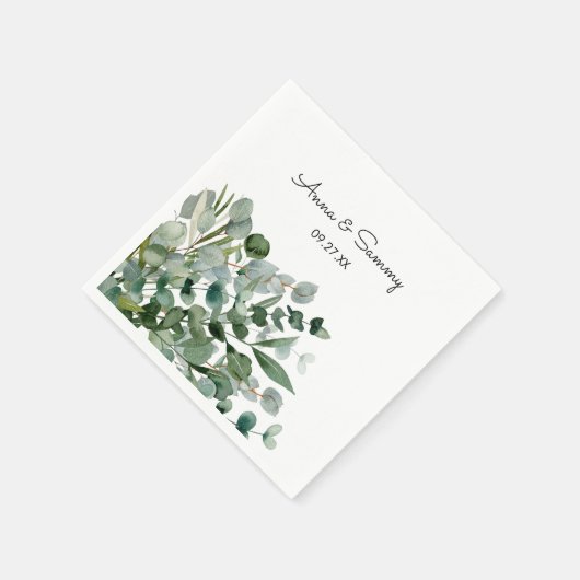 Watercolor Bloemige Eucalyptus Bruiloft Servet (Hoek)
