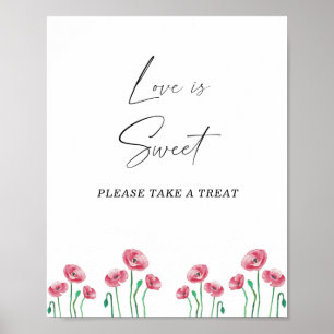 Watercolor bloemige liefde is zoet neem een trakta poster
