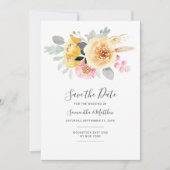 Watercolor Bloemige Moderne Botanische Script Save The Date (Voorkant)