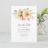 Watercolor Bloemige Moderne Botanische Script Save The Date (Staand voorkant)