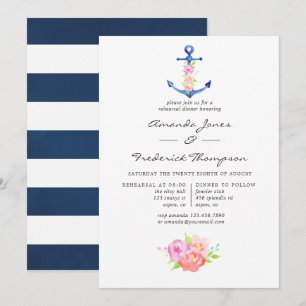 Watercolor Bloemige Proefhuwelijksdiner met Zeevaa Kaart