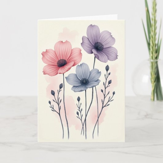Watercolor Bloemige Schoonheid Kaart (Voorkant)