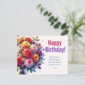 Watercolor Bloemige Verjaardag Briefkaart (Staand voorkant)