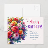 Watercolor Bloemige Verjaardag Briefkaart (Voorkant / Achterkant)