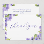 Watercolor Bloemige Viooltjes Trouw Dankkaart Bedankkaart (Voorkant / Achterkant)