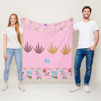 Watercolor Bloemmotief Fleece Deken