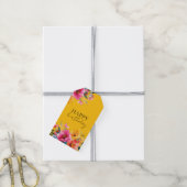 Watercolor Bloemmotief | Modern Bloemendesign Cadeaulabel (Met Touw)
