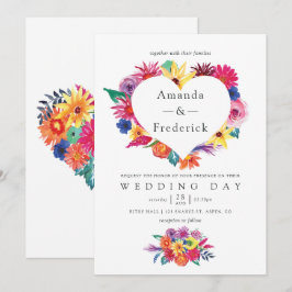 Watercolor Bloemrijke Fiesta Bruiloft Kaart