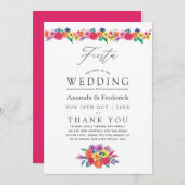 Watercolor Bloemrijke Fiesta Bruiloft Programmakaart (Voorkant / Achterkant)