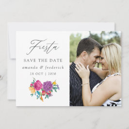 Watercolor Bloemrijke Fiesta Bruiloft Save The Date